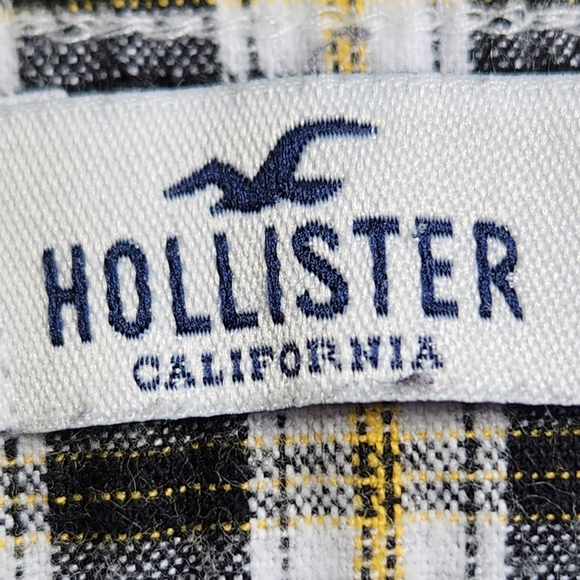 Hollister Black White Yellow Plaid Front Button Skirt w/Pockets Size XSmall - Picture 5 of 8